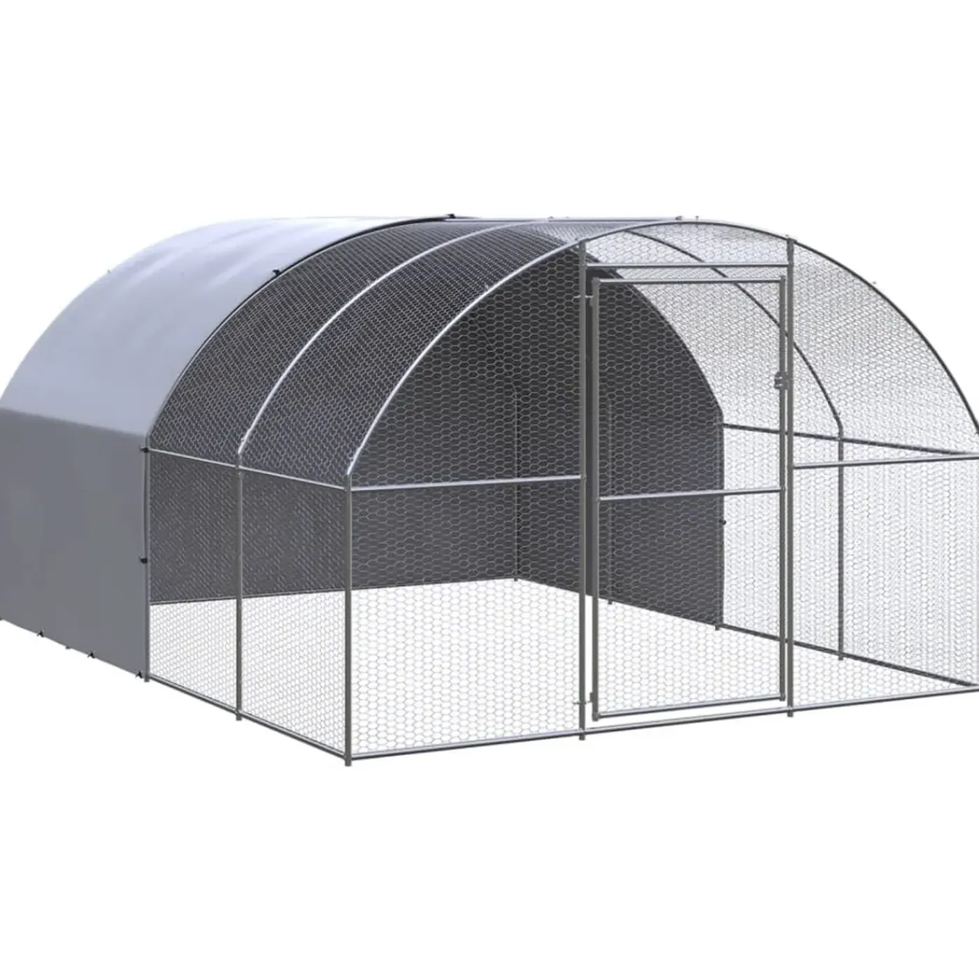 vidaXL Kippenren Zilver 3 X 4 X 2 M Kippen Ren