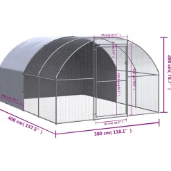 vidaXL Kippenren Zilver 3 X 4 X 2 M Kippen Ren