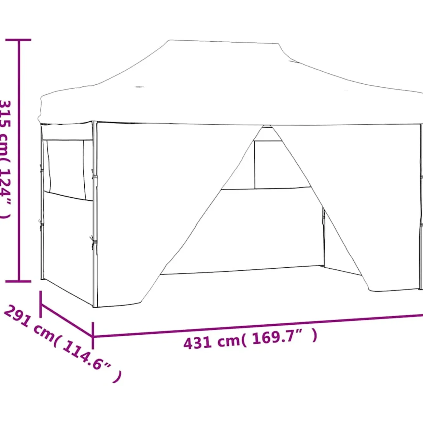Vidaxl - Klaptent - Uv-bestendig - Antraciet - 431x291x315 Cm