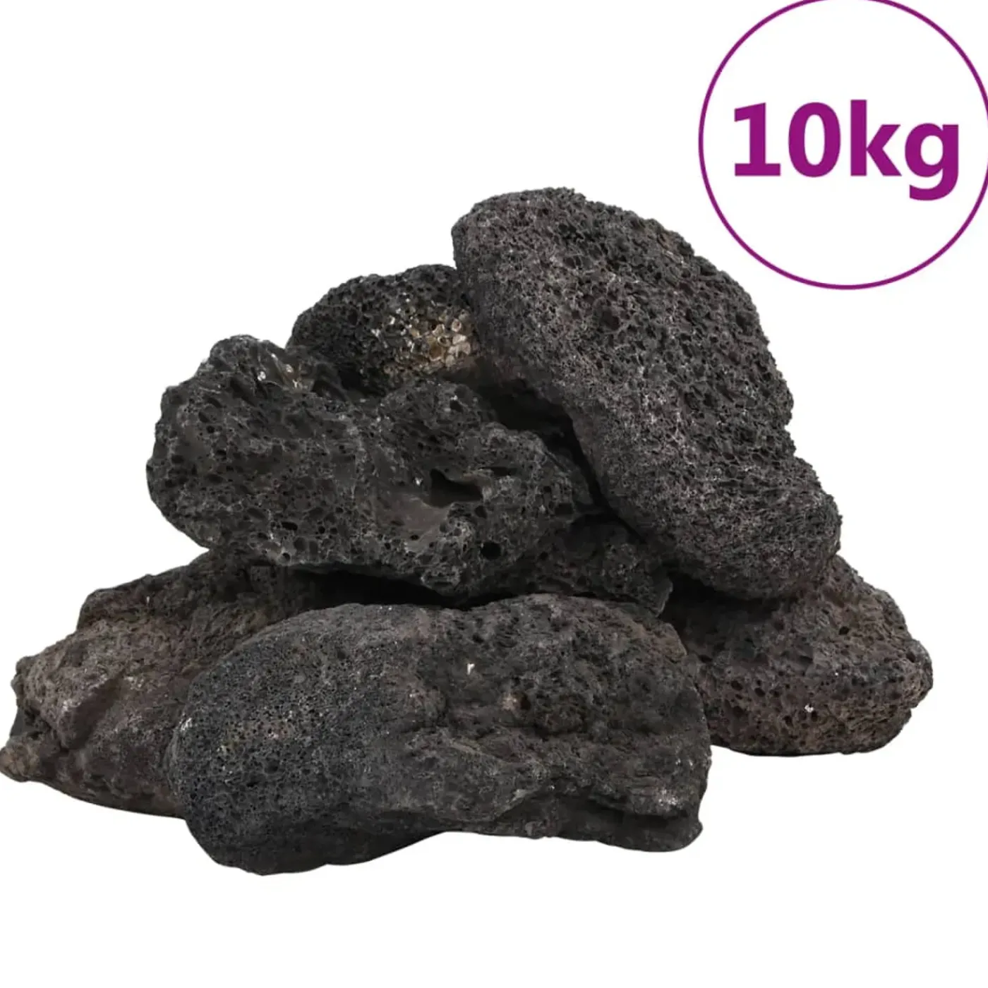 vidaXL Lavasteen Zwart 10-30 Cm (10 Kg) Vulkanisch Lavasteen