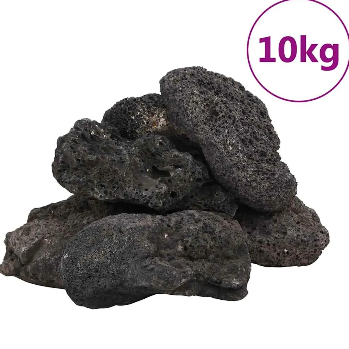 vidaXL Lavasteen Zwart 10-30 Cm (10 Kg) Vulkanisch Lavasteen