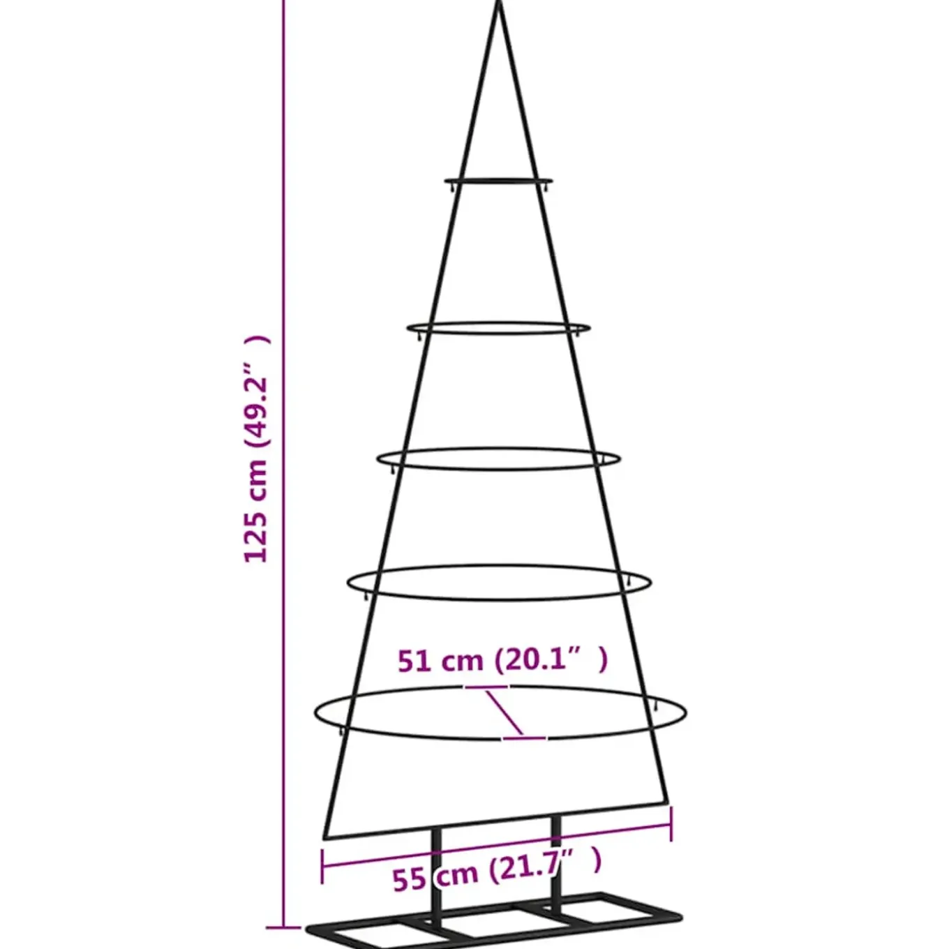 Vidaxl -metalen Kerstboom -zwart -125 Cm -staal