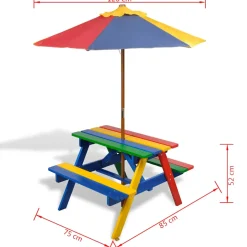 Vidaxl -picknicktafel Voor Kinderen -multikleur -hout
