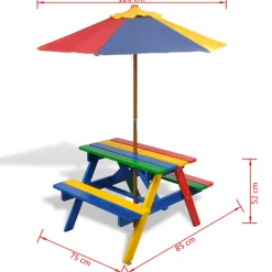 Vidaxl -picknicktafel Voor Kinderen -multikleur -hout