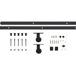 Vidaxl -schuifdeur -zwart -90 X 205 Cm (200 Cm Schuifrail) -aluminium