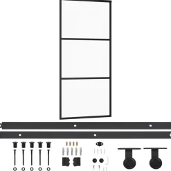 Vidaxl -schuifdeur -zwart -90 X 205 Cm (200 Cm Schuifrail) -aluminium