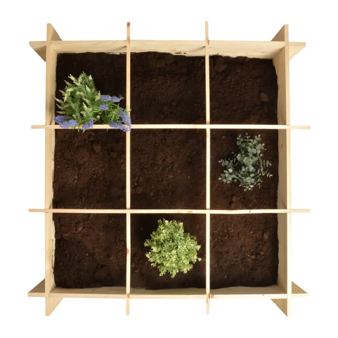 Vierkante Meter Tuin - Hout - Inclusief Worteldoek - 9 Vakken - Moestuin - 100x100x20 Cm