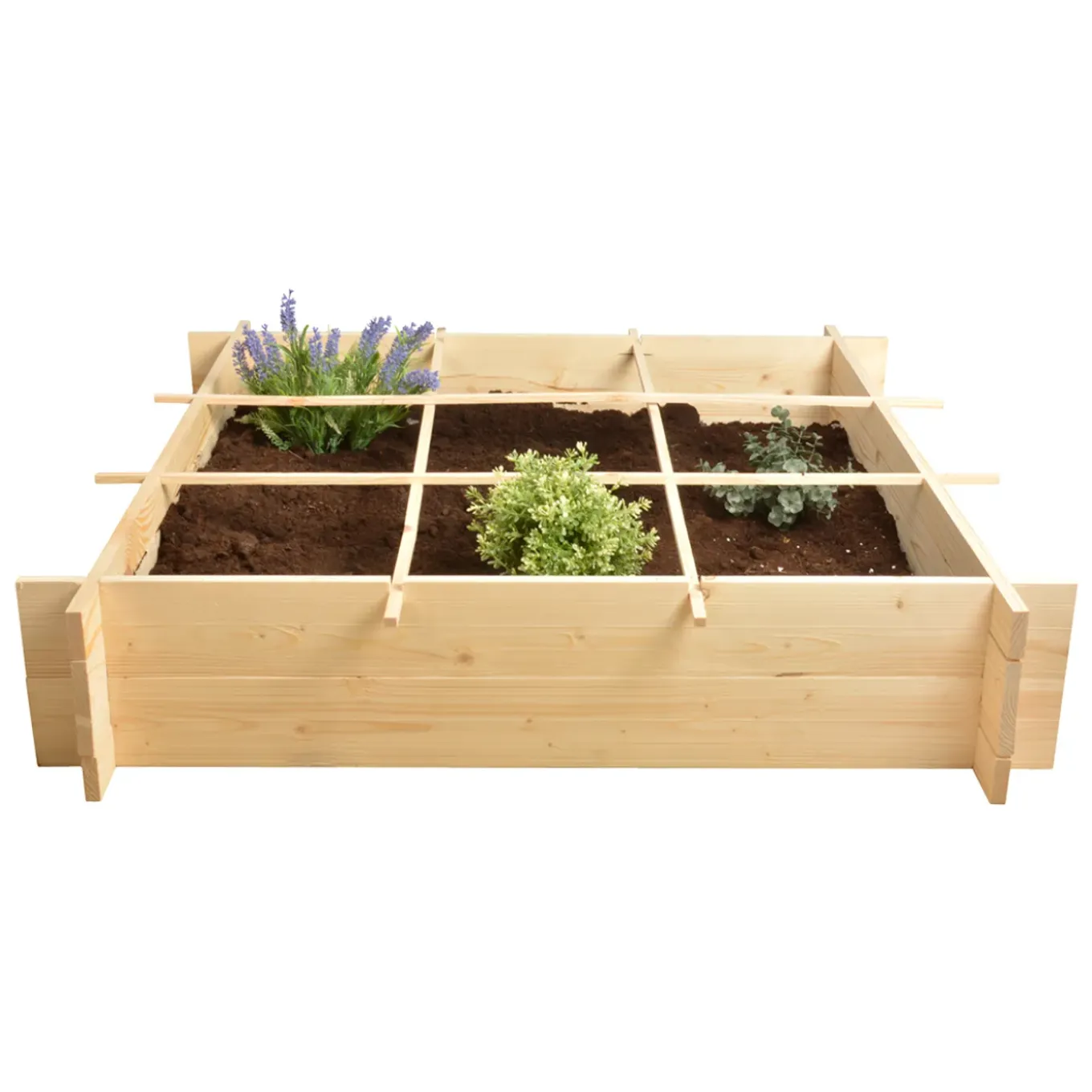 Vierkante Meter Tuin - Hout - Inclusief Worteldoek - 9 Vakken - Moestuin - 100x100x20 Cm