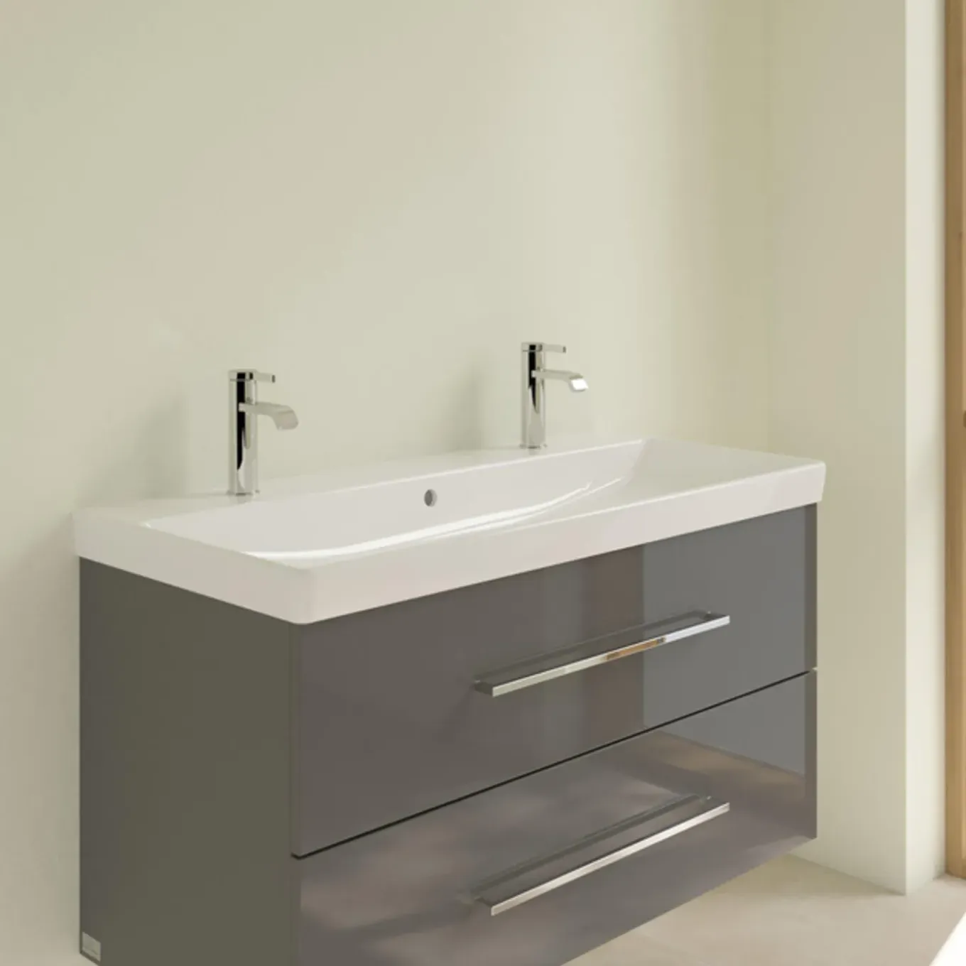 Villeroy & Boch Avento Meubelwastafel - 100x47cm - 2 Kraangaten - Met Overloop - White Alpine (glans