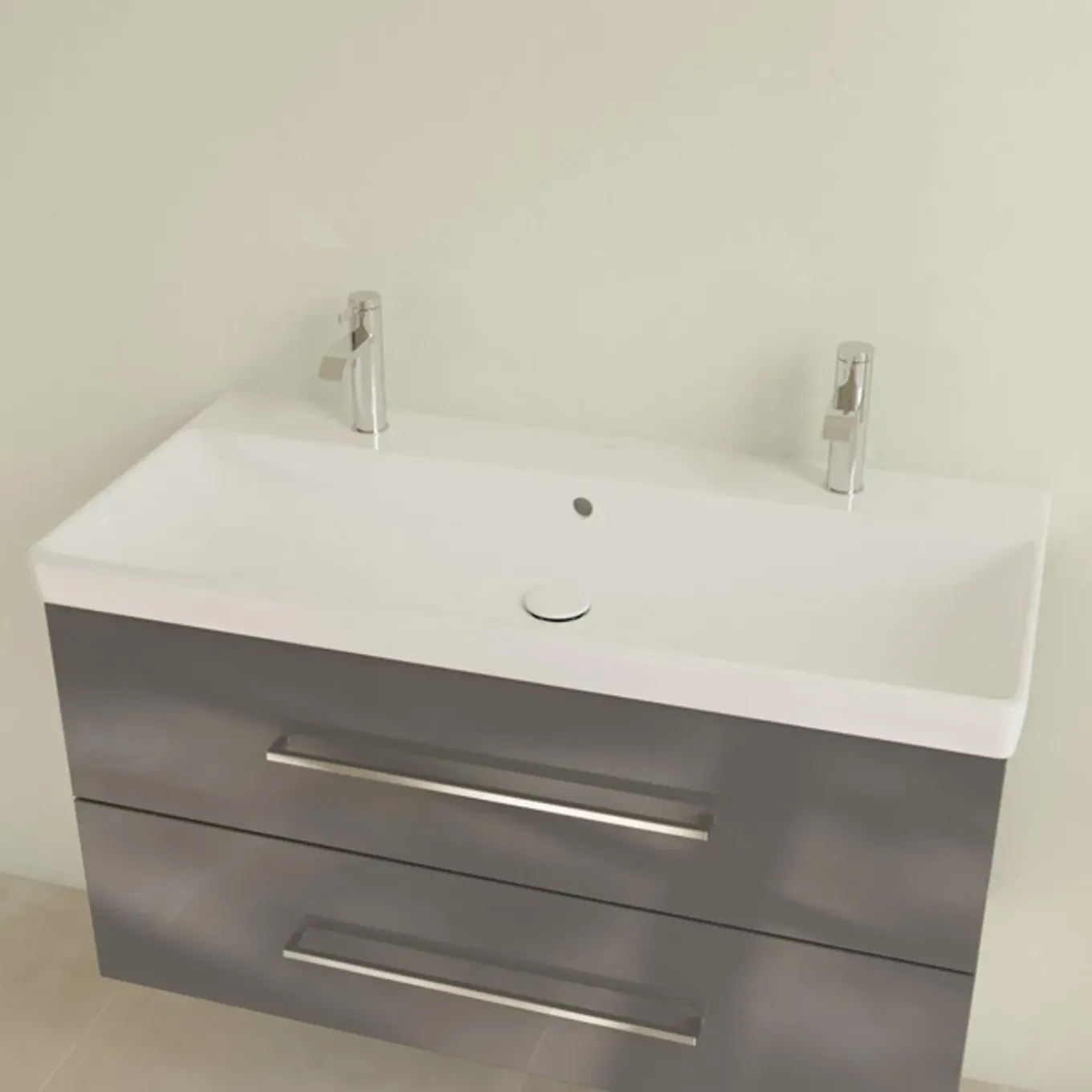 Villeroy & Boch Avento Meubelwastafel - 100x47cm - 2 Kraangaten - Met Overloop - White Alpine (glans