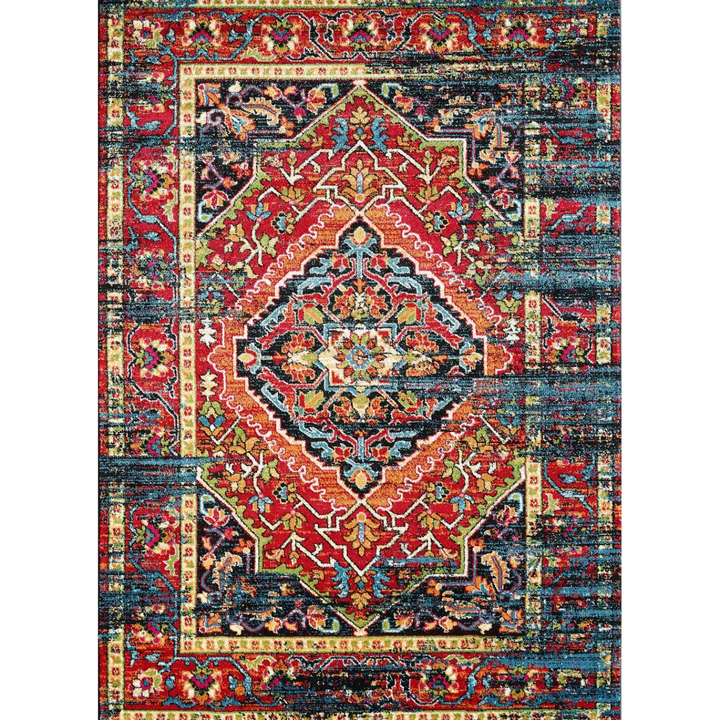Muratap Vintage Marrakech Vloerkleed Zwart Multi Laagpolig - 140x200 Cm