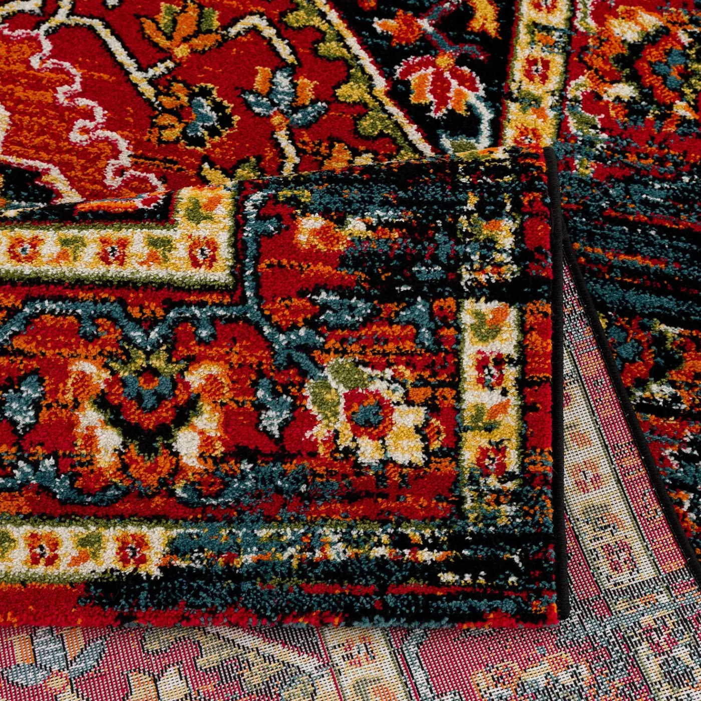 Muratap Vintage Marrakech Vloerkleed Zwart Multi Laagpolig - 140x200 Cm