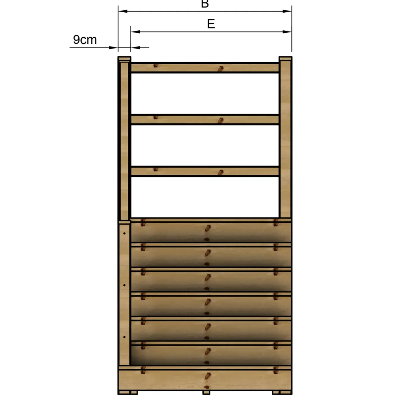 Vinuovo Milano Buitentrap 7 Gesloten Treden - Bordes L189 X B120 Cm - Leuning L+a