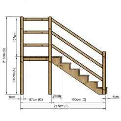 Vinuovo Milano Buitentrap 6 Gesloten Treden - Bordes L116 X B120 Cm - Leuning L+r