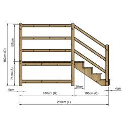 Vinuovo Milano Buitentrap 4 Gesloten Treden - Bordes L189 X B120 Cm - Leuning L+a