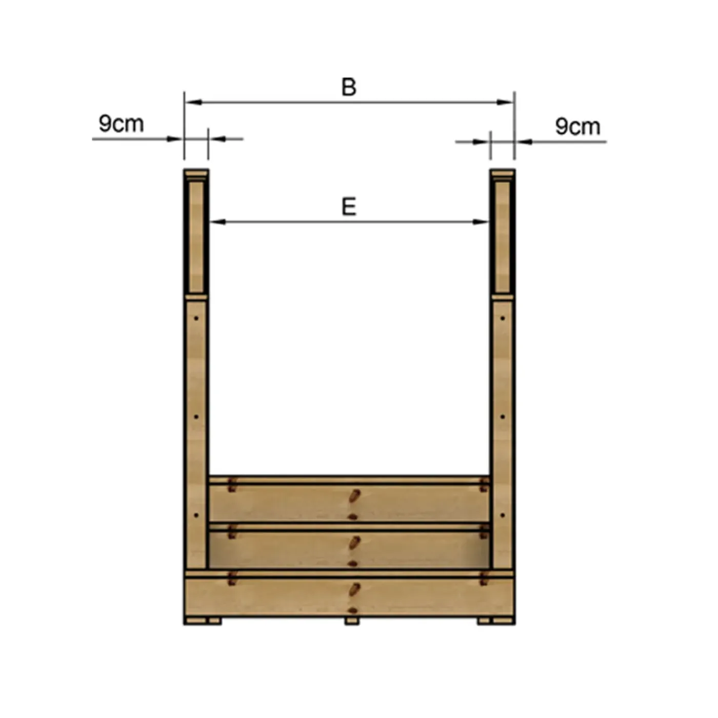 Vinuovo Milano Buitentrap 3 Gesloten Treden - Bordes L116 X B120 Cm - Leuning L+r