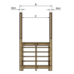 Vinuovo Milano Buitentrap 6 Treden - Bordes L189 X B120 Cm - Leuning L+r