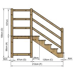 Vinuovo Milano Buitentrap 5 Treden - Bordes L116 X B120 Cm - Leuning R