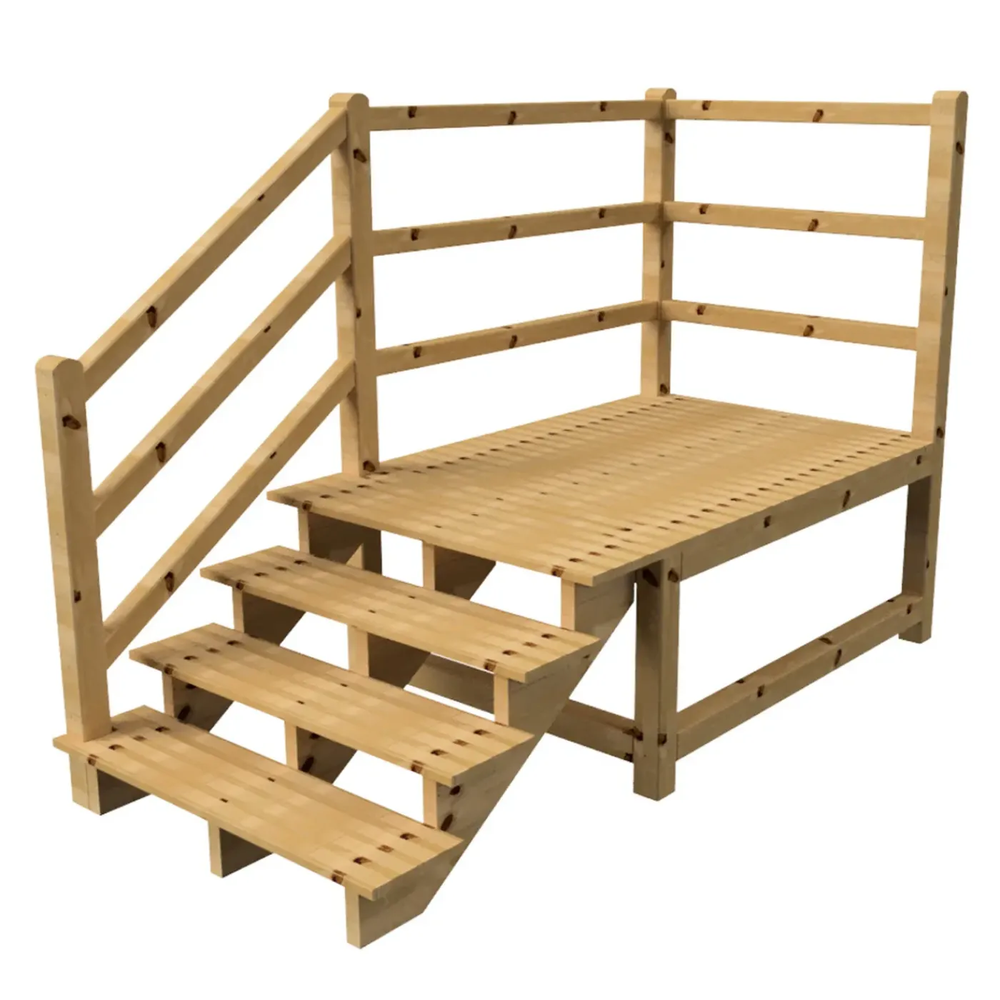 Vinuovo Milano Buitentrap 4 Treden - Bordes L189 X B120 Cm - Leuning L+a