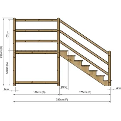 Vinuovo Milano Buitentrap 7 Treden - Bordes L189 X B120 Cm - Leuning L+a