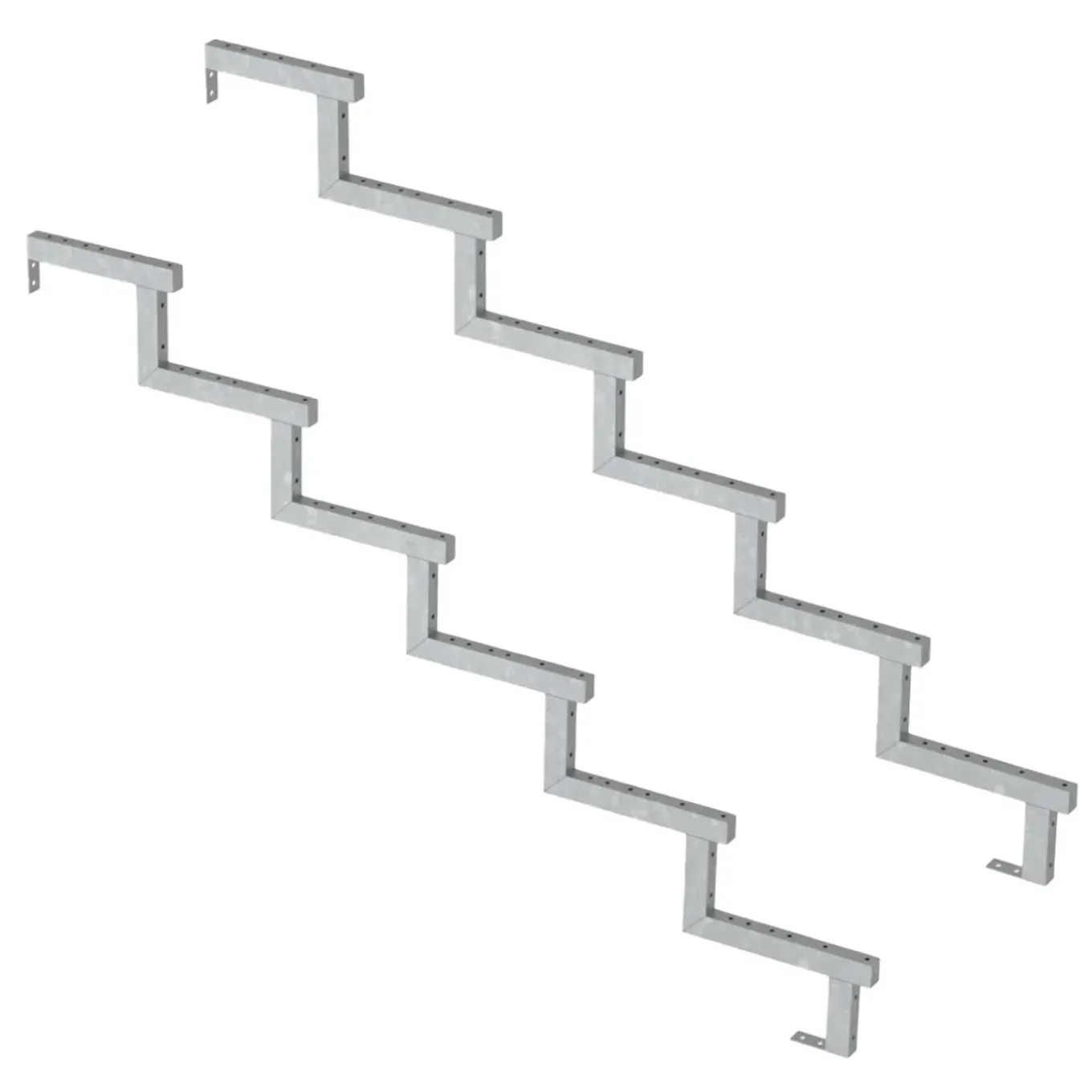 Vinuovo Stalen Trapbalk Buitentrap 6 Treden H102cm - Set Van 2 Stuks