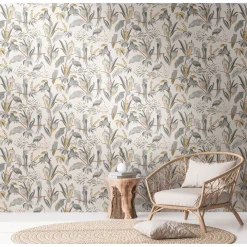 Vinyl behang op vlies bird grijs 388984