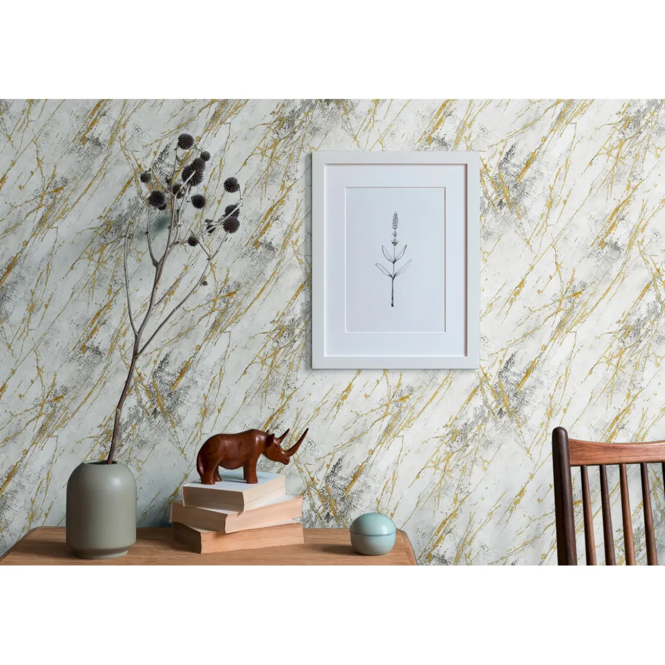 Vinylbehang op vlies Marmor beige 388173