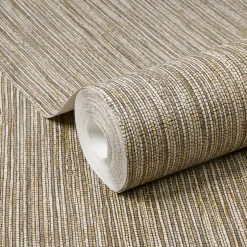 Overig Vliesbehang Gras - Beige - Goud - 10,05m x 52cm