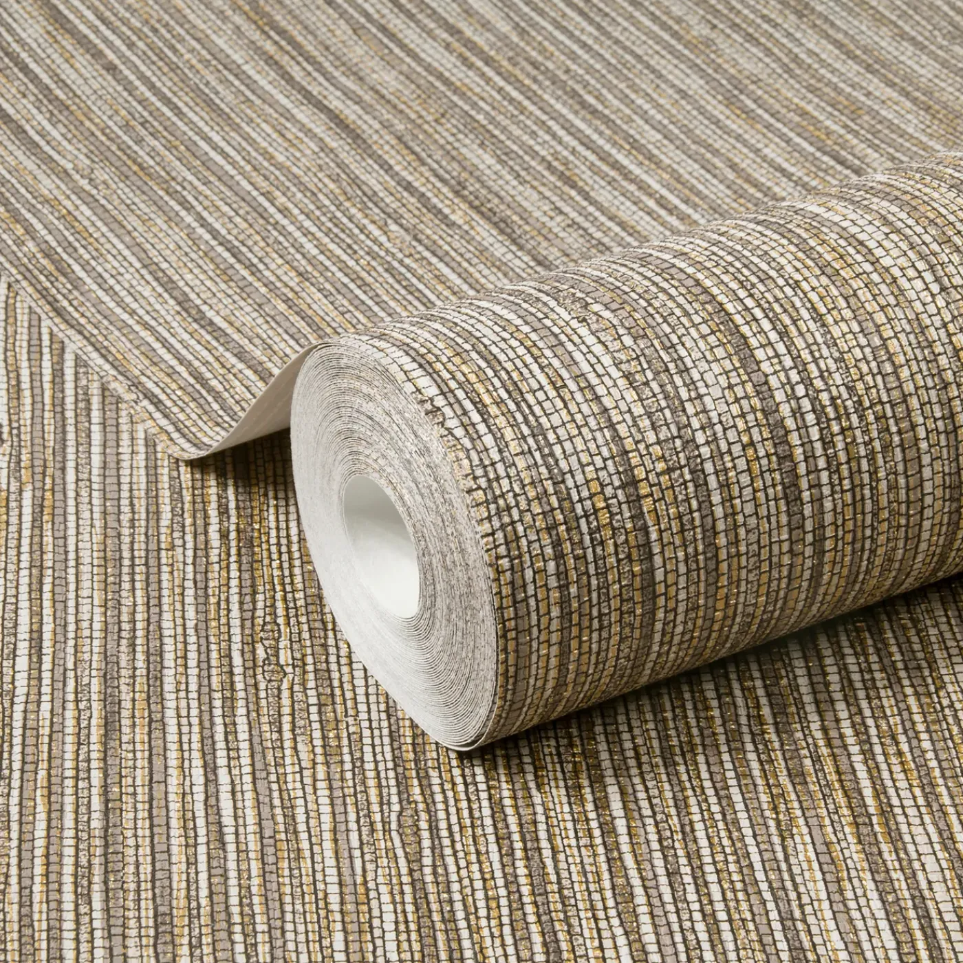 Overig Vliesbehang Gras - Beige - Goud - 10,05m x 52cm