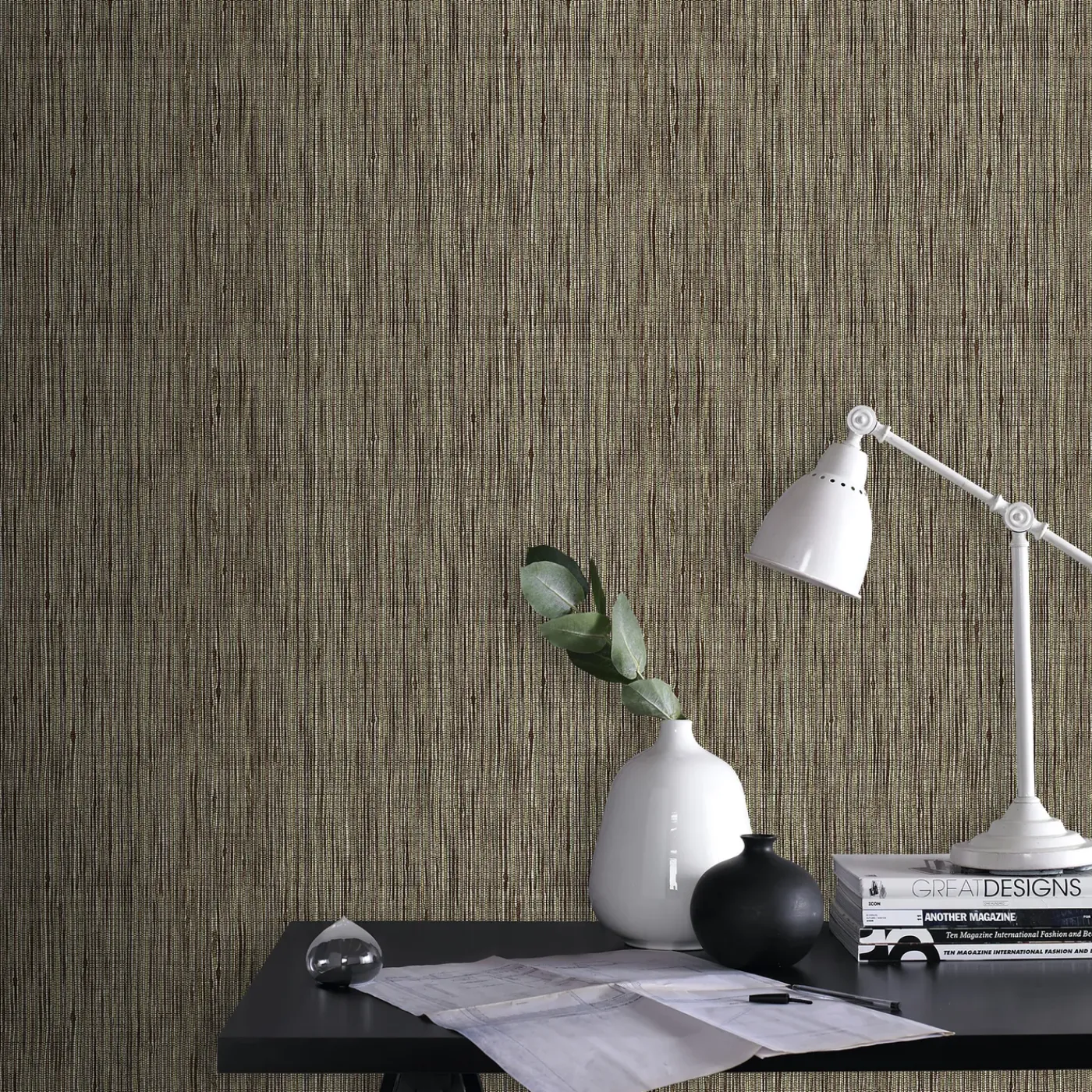 Overig Vliesbehang Gras - Beige - Goud - 10,05m x 52cm