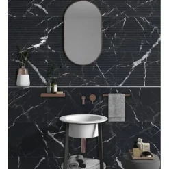 Vloertegel Verona - Marmerlook - Zwart - 31x62cm - 1m²
