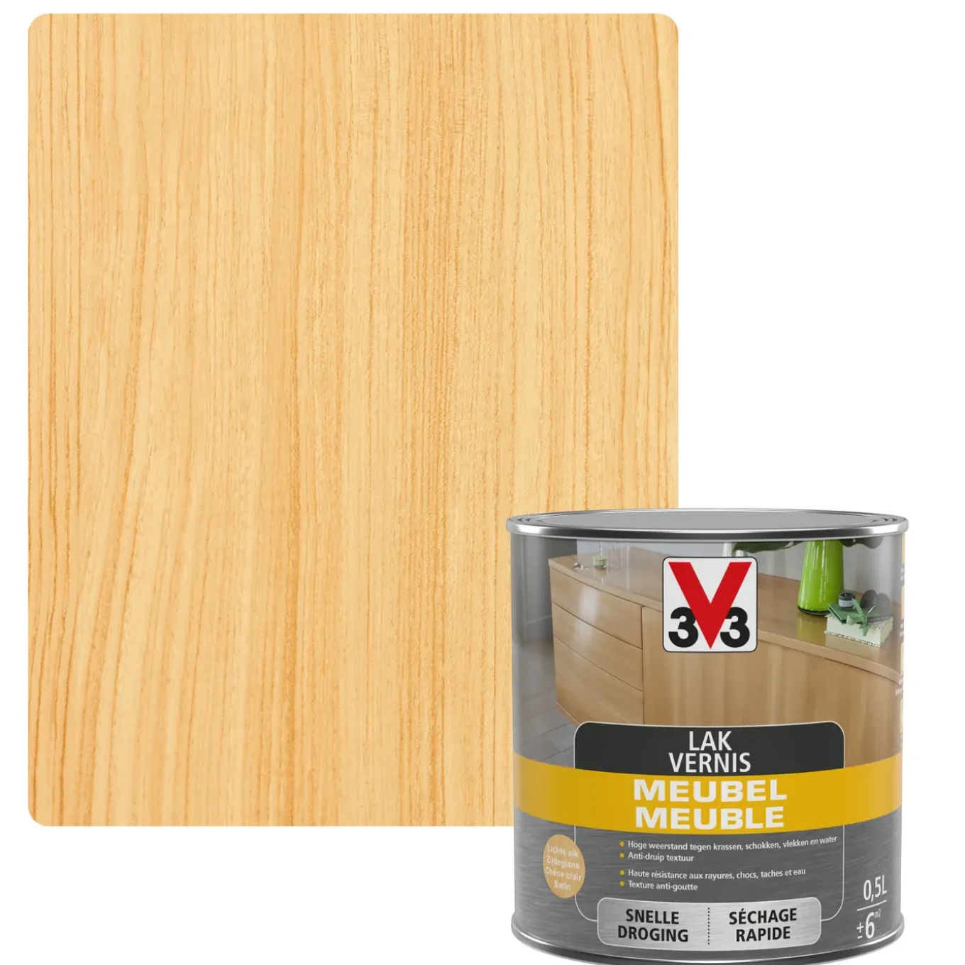 V33 meubellak lichte eik zijdeglans 500ml