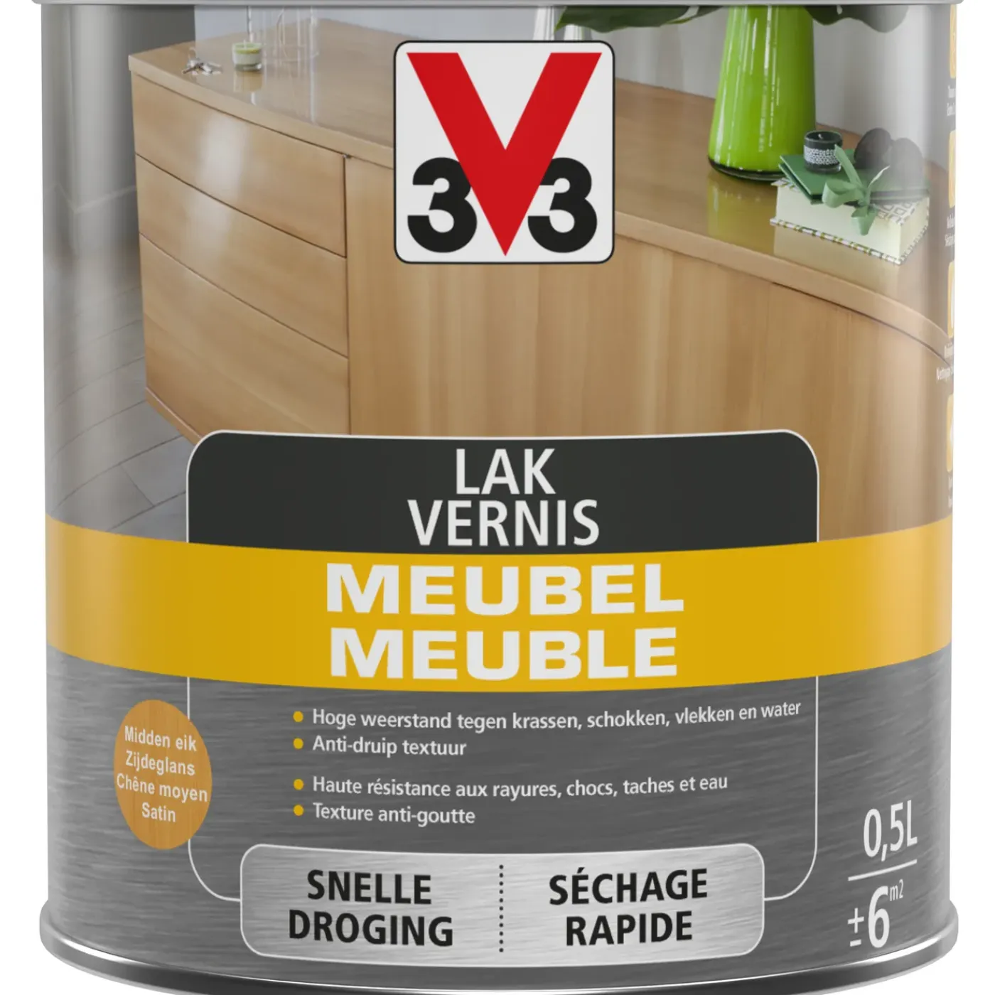 V33 meubellak midden eik zijdeglans 500ml