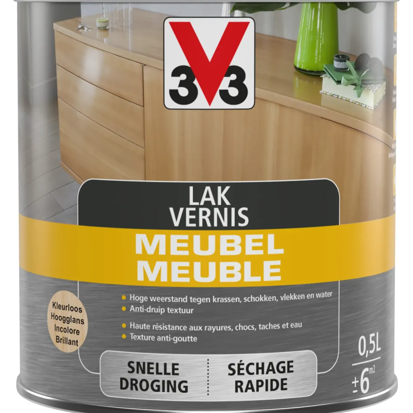 V33 meubellak transparant hoogglans 500ml