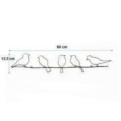 Overig Vogeltjes Metal Art Donkergrijs 12,5x60 Cm