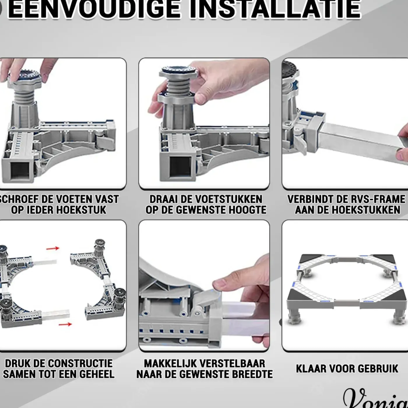 Vonia Wasmachine Verhoger - Universele verhoging voor Witgoed - Verstelbaar - 300 KG