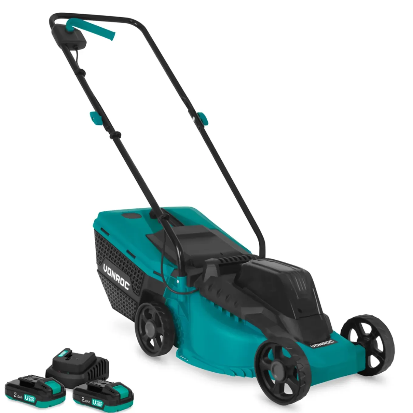 Vonroc Accu Grasmaaier 20v – 32 Cm Maaibreedte - Incl. 30l Opvangbak - Incl. 2x 2.0ah Accu En Lader
