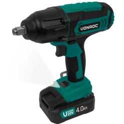 Vonroc Accu Slagmoersleutel 20v – 4 Standen: 100/200/300/400nm - Incl. 4 Moerdoppen – Geschikt Voor