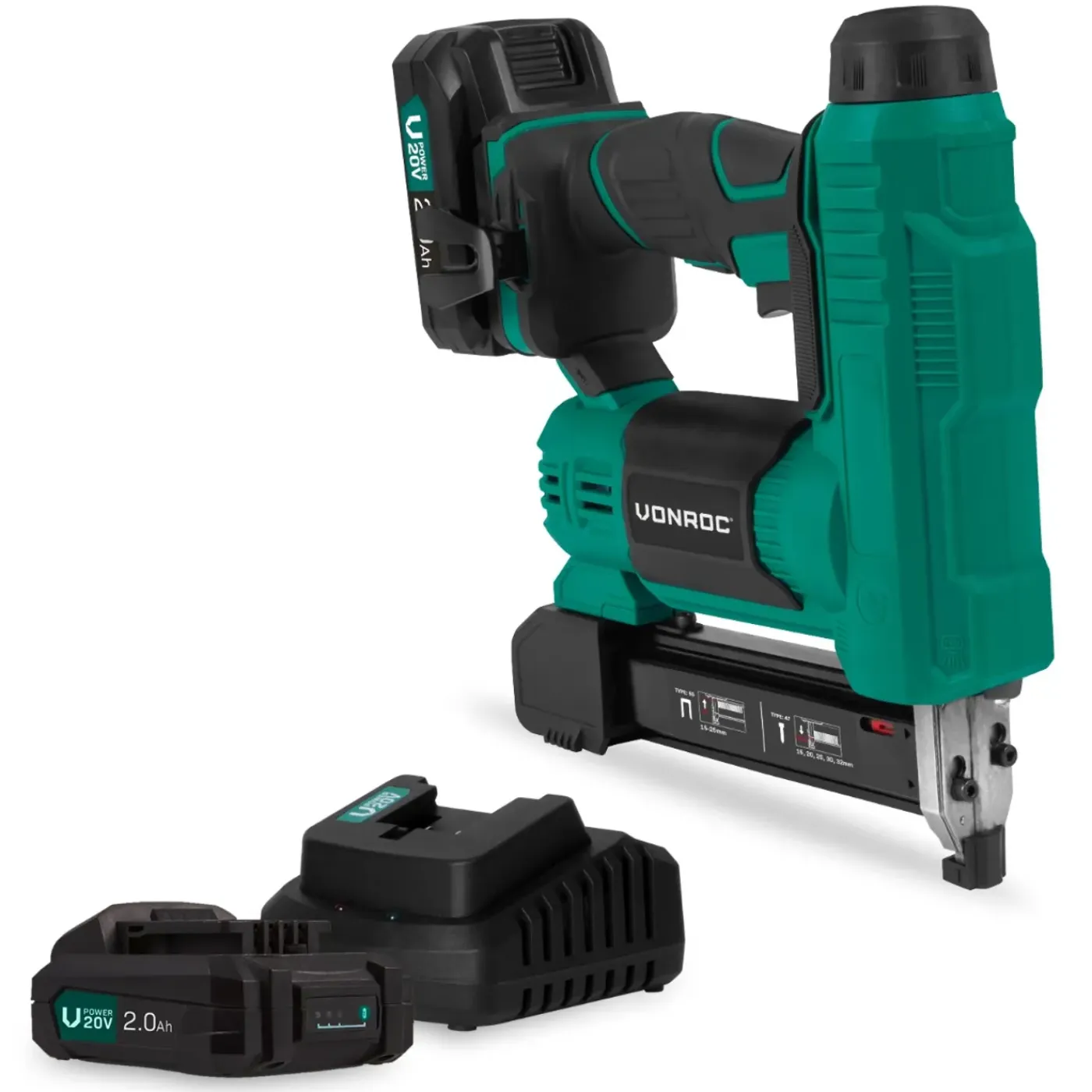 VONROC Accu Tacker 20v – 2.0ah - Incl. Spijkers En Nieten | Incl. 2 Accu’s En Snellader