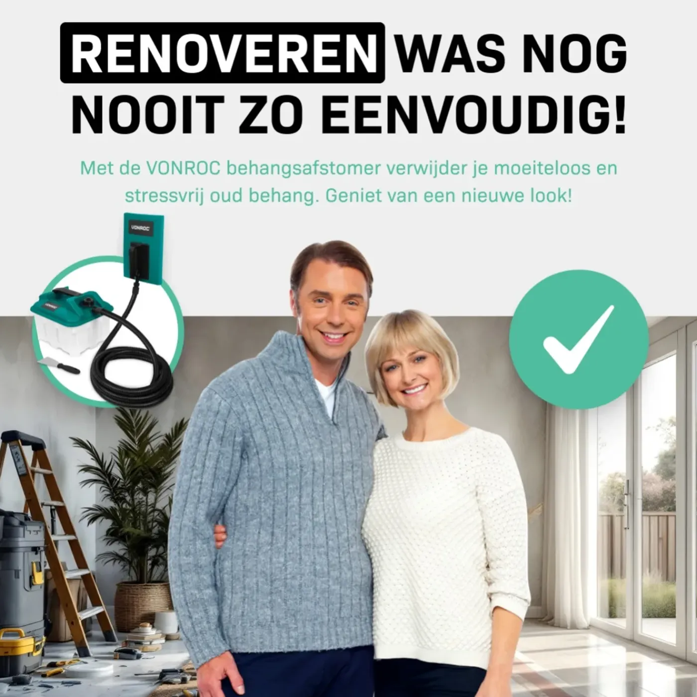 VONROC Behangafstomer 2300w - 4.5l Met 4m Slang | Incl. Krabber