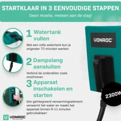 VONROC Behangafstomer 2300w - 4.5l Met 4m Slang | Incl. Krabber