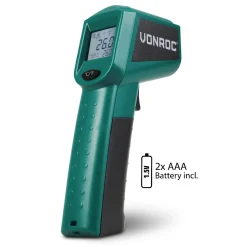 Vonroc Digitale Infrarood Thermometer Met Laser | Incl. 2x Batterijen