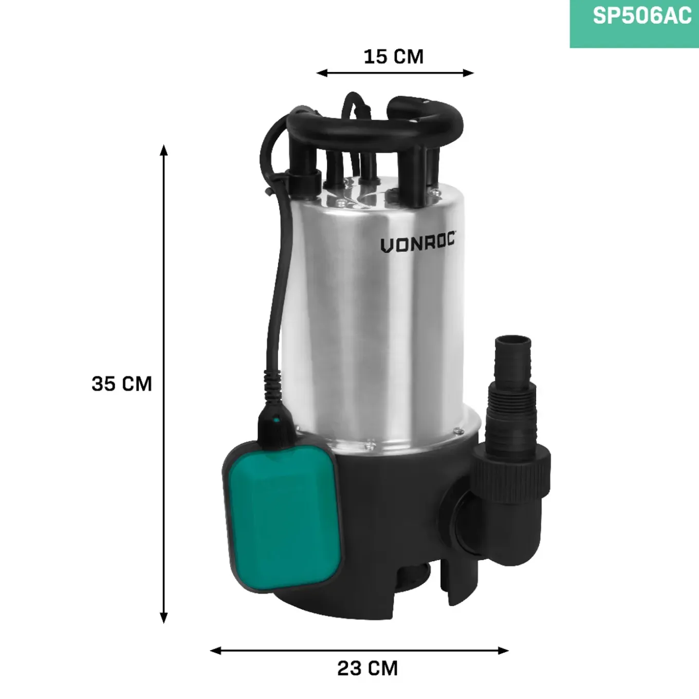 Vonroc Dompelpomp 1100w – 20000 L/h – Roestvrij Staal | Vuil- En Schoonwater