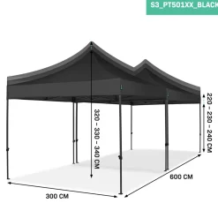 VONROC Easy-up Partytent – 6x3 M - Opvouwbaar – Uv Bescherming - Waterdicht – Stalen Frame - Zwart