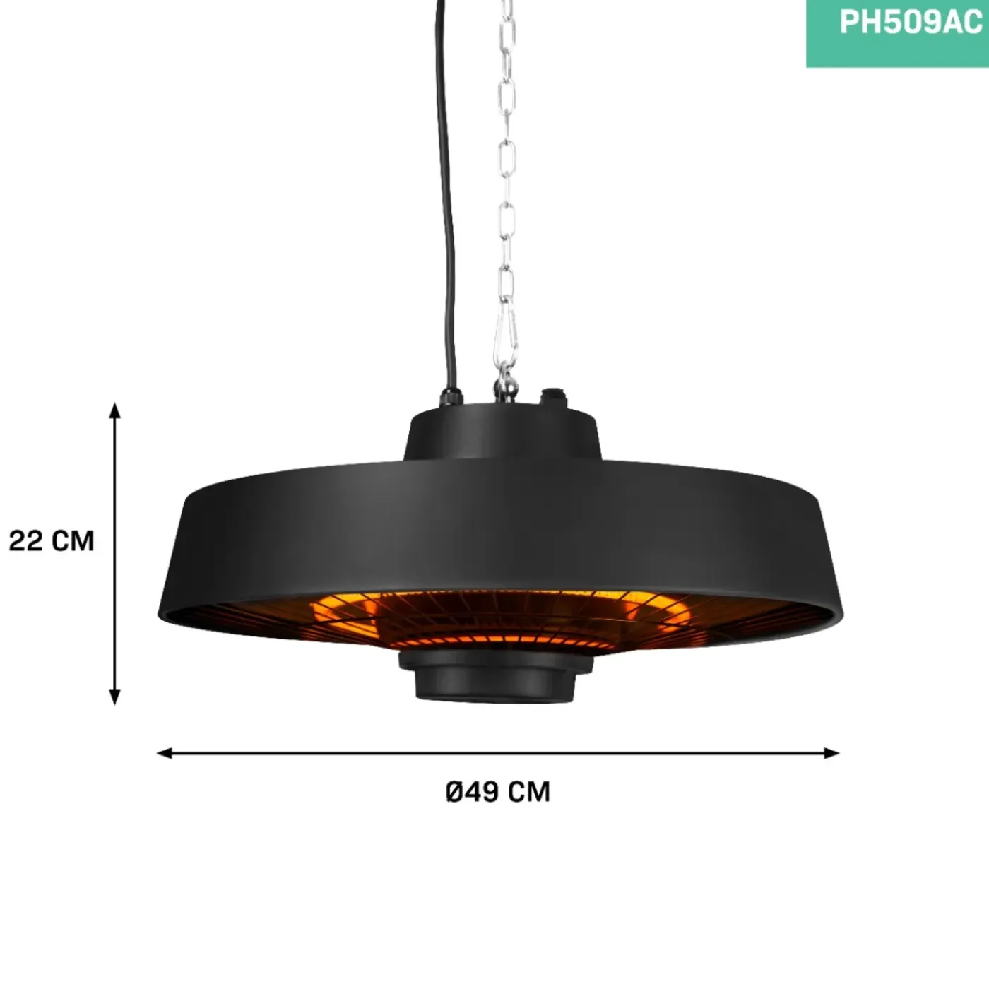 VONROC Heater Vulcano 2000w – Hangend - Carbon Element - Met Afstandsbediening, Timer En 2 Standen