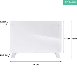 Vonroc Luxe Elektrische Kachel – Convector - Glazen Paneel – 2000w - Wit | Wifi