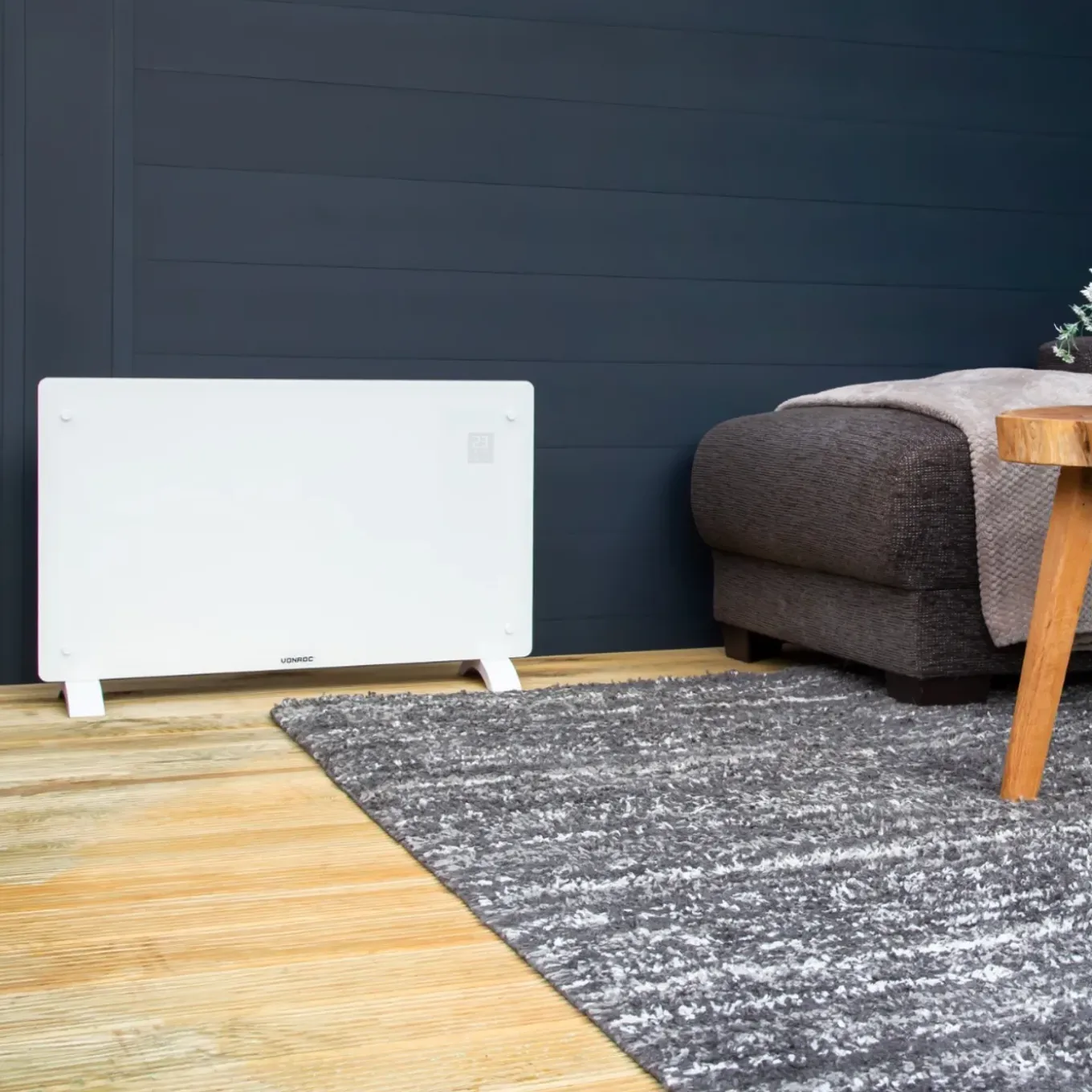 Vonroc Luxe Elektrische Kachel – Convector - Glazen Paneel – 2000w - Wit | Wifi