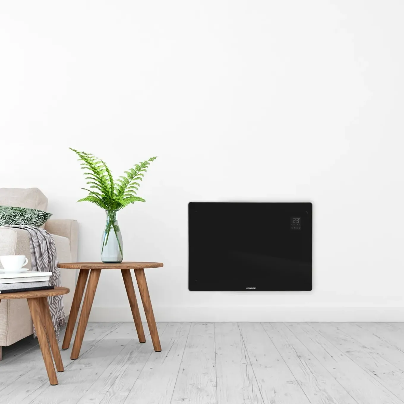 Vonroc Luxe Elektrische Kachel – Convector - Glazen Paneel - 1500w - Zwart | Wifi