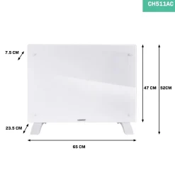 VONROC Luxe Elektrische Kachel – Convector - Glazen Paneel - 1500w - Wit | Wifi