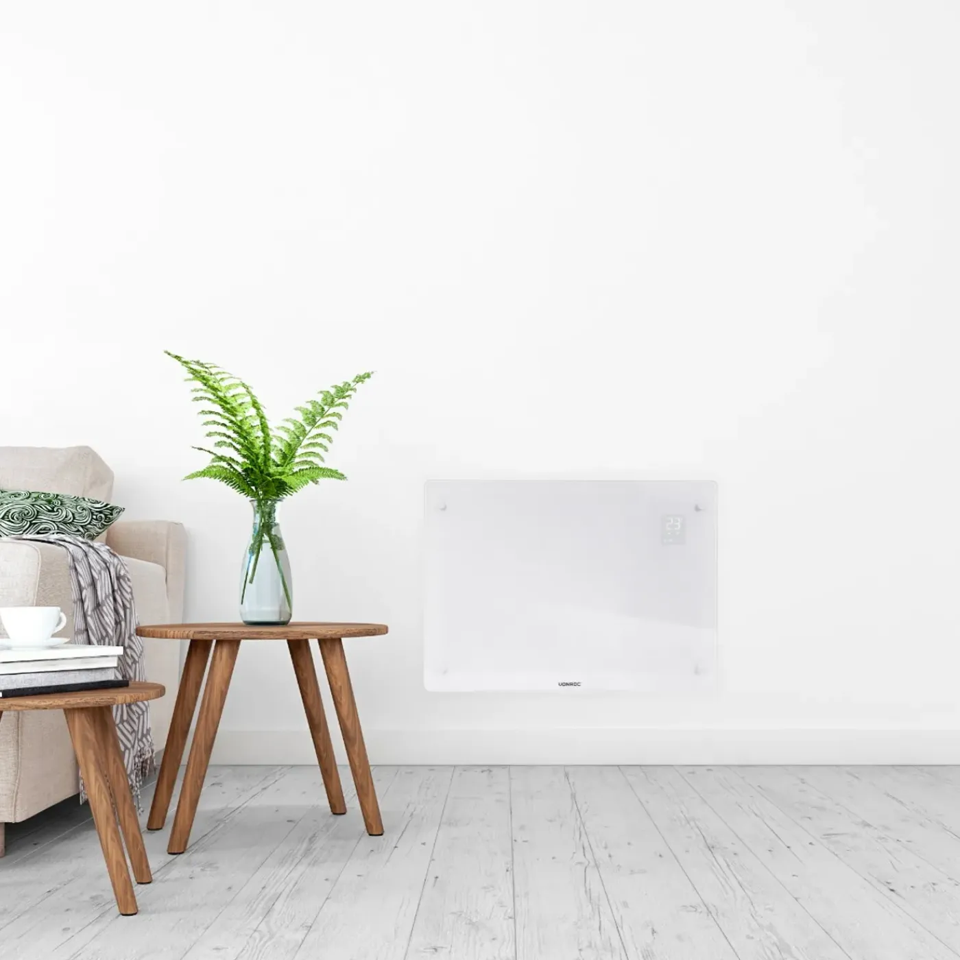 VONROC Luxe Elektrische Kachel – Convector - Glazen Paneel - 1500w - Wit | Wifi